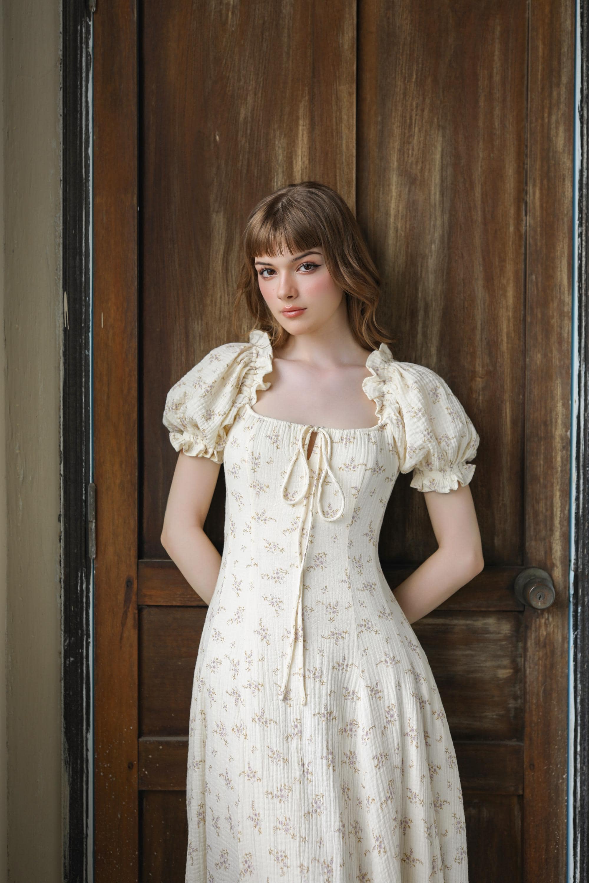 muslin midi dress Floral Muslin Midi Dress: Organic Cotton Cottagecore Clothing