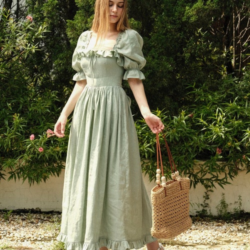 Hazel in Pale Green - Linen Maxi Sundress, Ruffled Cottagecore Dress, Linen Women Clothes, Custom Size Clothes, Classic Dress, Gift for Her - Etsy Australia Hazel in Pale Green - Linen Maxi Sundress, Ruffled Cottagecore Dress, Linen Women Clothes, Custom Size Clothes, Classic Dress, Gift for Her - Etsy Australia