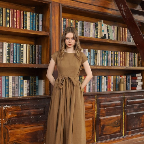 Beatrice in Light Brown - Linen Wrap Dress, Boho Linen Dress, Rustic Linen  Clothes, Bohemian Dress, Women Linen Clothes, Gift for Her - Etsy Canada
