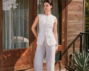 HAUNT LINEN VESTリネンベスト オフホワイト