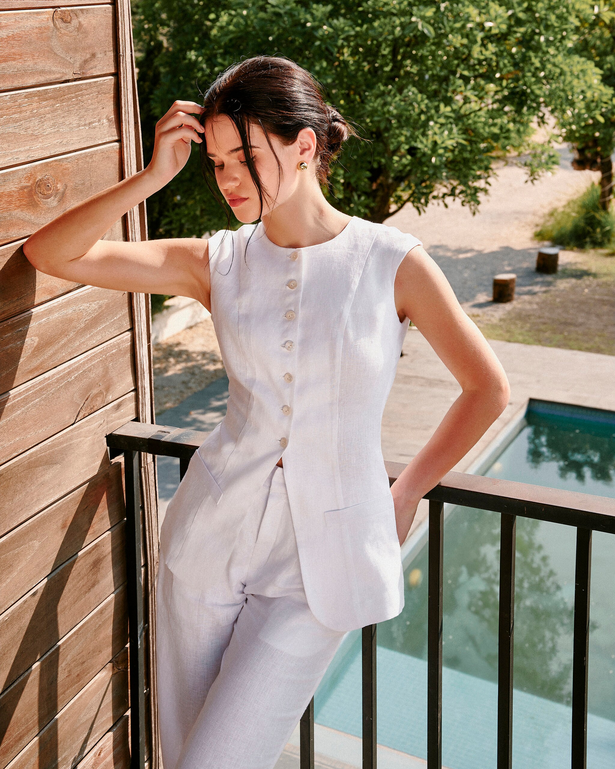 White Linen Vest: Sleeveless Button-down Top - Etsy