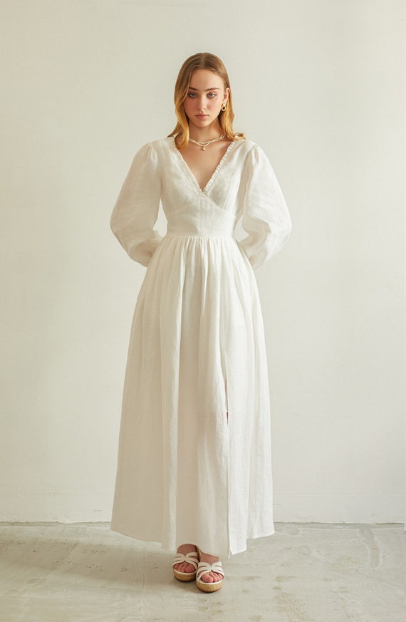 Buy Arabella in Ivory - Linen Wedding Dress, Linen Clothing, Women Clothes,  Women Dress, Linen Dress, White Linen Dress, Maxi Linen Dress Online in  India - Etsy