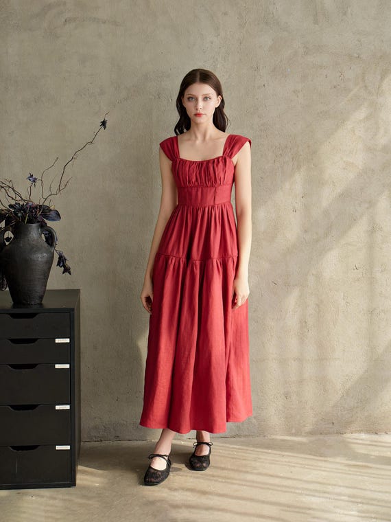 Rowan in Red Wine - Linen Maxi Dress, Cottage Core Winter Clothing, Dress for Holiday, Red Linen Dress, Linen Women Dress, Gift for Her - Etsy UK Rowan in Red Wine - Linen Maxi Dress, Cottage Core Winter Clothing, Dress for Holiday, Red Linen Dress, Linen Women Dress, Gift for Her - Etsy UK
