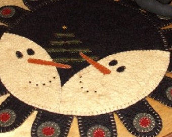 MR. & MRS. SNOWMAN Penny Rug Applique Digital Pattern