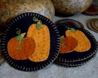Patrón digital de apliques para posavasos con diseño de calabaza