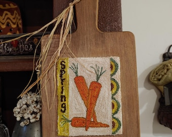 ZANAHORIA DE PRIMAVERA terminada y montada Punch Needle