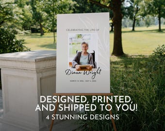 Custom Funeral Welcome Sign | Muted Floral Memorial Photo Display