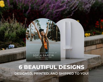Custom Arched Graduation Welcome Sign | Personalized Modern Minimalist Foam Board Display with Photo Custom Graduation Sign Grad Party Decor