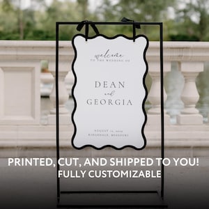 Wavy Wedding Welcome Sign Custom Printed Sign Minimal Elegant Modern Wedding Sign Foam Board Sign Personalized Wedding Welcome Sign