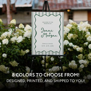 Striped Wavy Wedding Welcome Sign Elegant Wedding Sign Custom Foam Board Poster PVC Colorful Wavy Striped Foam Board Wedding Engagement Sign
