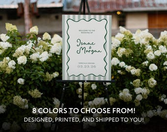 Striped Wavy Wedding Welcome Sign Elegant Wedding Sign Custom Foam Board Poster PVC Colorful Wavy Striped Foam Board Wedding Engagement Sign