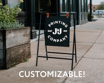 Sleek Black Modern A-Frame Sidewalk Sign – Blank or Customizable