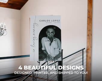 Minimal Modern Funeral Sign Photo Memorial Display Personalized Life Tribute Celebration Poster Elegant Remembrance Board Customizable Photo
