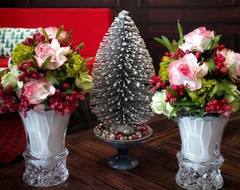 1:6 Scale Miniature HOLIDAY Floral Bouquet OR Coordinating Table Tree - Realistic Miniature Decor for Fashion Dolls and Action Figures
