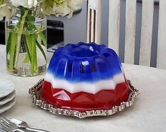 1:6 Scale Miniature JELLO Layered Dessert for Independence Day Picnics Buffets - Realistic Miniatures for Fashion Dolls & Action Figures