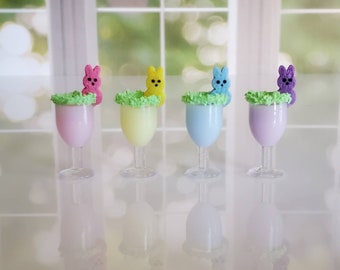 ONE Miniature BUNNY PEEP Easter Drink - Color Choice  -  Realistic Miniatures in 1:6 Scale for Fashion Dolls & Action Figures