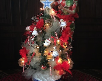 Miniature CHRISTMAS TREE with Kitchen Angel Ornaments & MORE! Holiday Decor for 1:6 Scale Fashion Doll Scenes and Dioramas