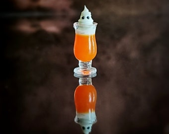 Miniature HALLOWEEN Dessert with Orange Jello and Whipped Cream GHOST - Realistic Miniatures for 1:6 Scale Fashion Dolls & Action Figures