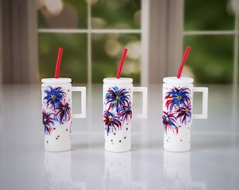 ONE 1:6 Scale Miniature Travel Mug with Handle Similar to Popular Insulated Cups - Realistic OSS Miniatures for Fashion Dolls and Figures