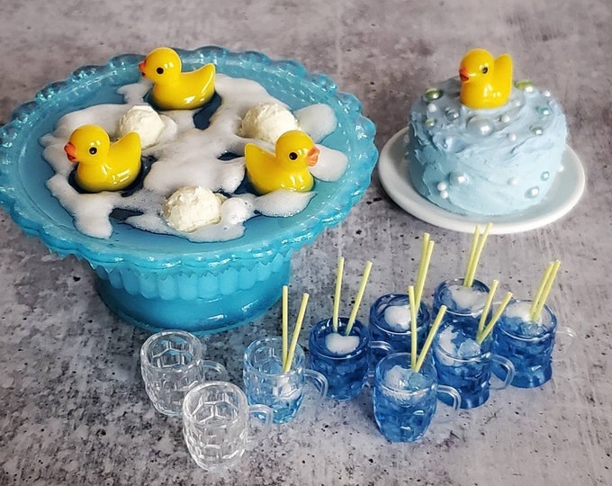 16 Scale Miniature Punch Bowl SET With Rubber Ducky CAKE for Etsy