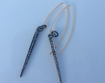 Pave diamond spike earrings. Spike earrings, diamond spike earrings