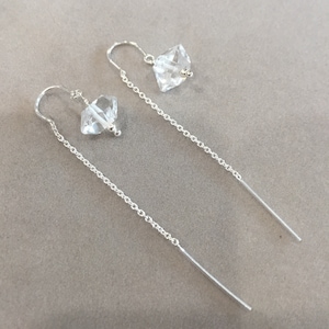 Herkimer Diamond Sterling Silver Threader Earrings, Herkimer Diamond Earrings, Threader Earrinngs.
