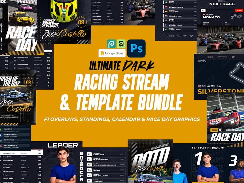 Stream Racing Background Ultimate Dark Racing Stream and Template Bundle F1 Overlays, Standings ...