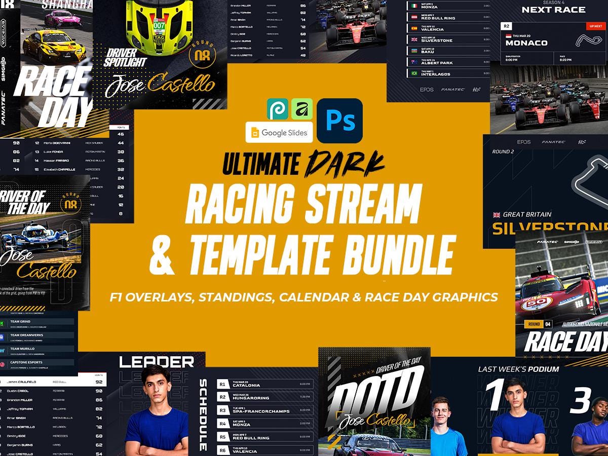 Ultimate Dark Racing Stream and Template Bundle F1 Overlays, Standings ...