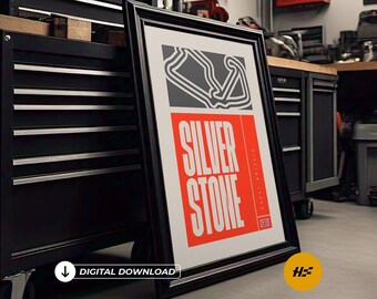Póster de F1 imprimible del circuito de Silverstone - Decoración de pared - Descarga digital