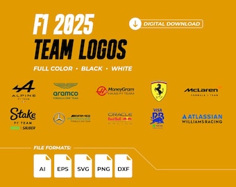 F1 2025 Team Logos, Ai Eps Svg Png Dxf, Formula 1 team logo 2025, Instant Digital Download