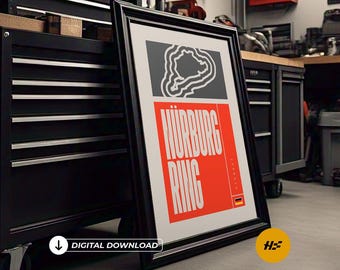 Nurburgring Nordschleife Circuit Printable F1 Poster Wall Art Decor - Digital Download