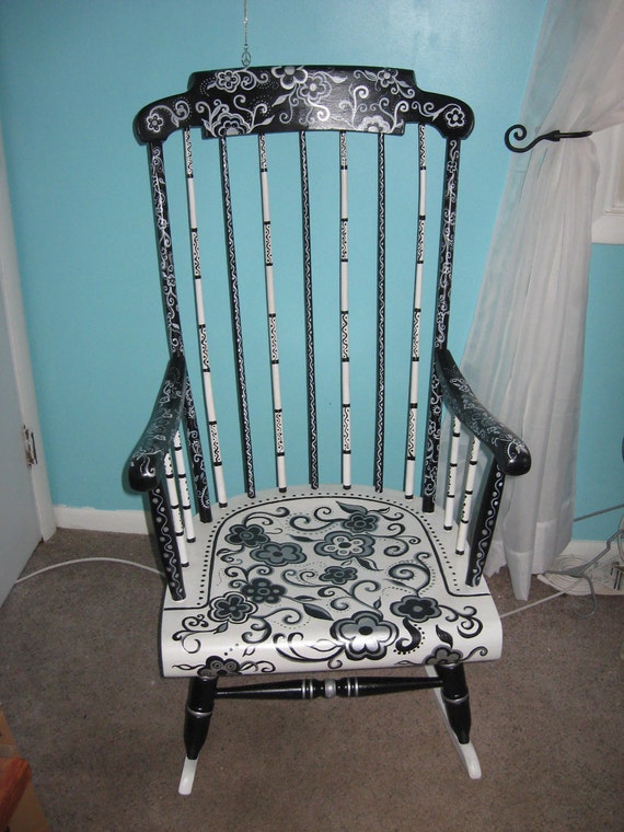 Items similar to Retro Reclaimed Painted Rocking Chair on Etsy