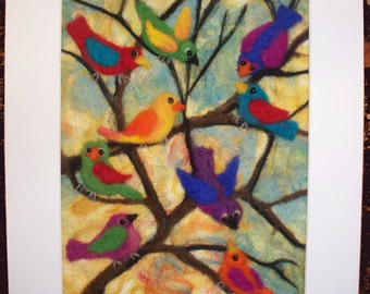 Needle Felted Colorful Birds