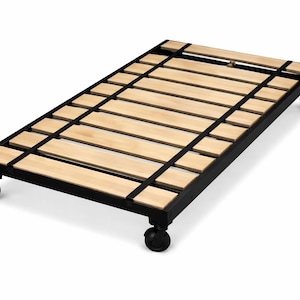 Bed Frame Kit with Slats Set Twin Full Size Metal Bed Frame with Closely Spaced Wood Slat Boards - Use With or Without a Box Spring