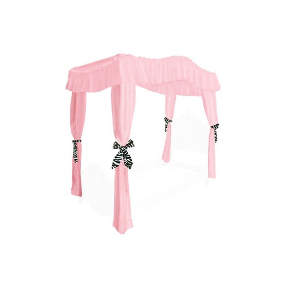 Twin Size Solid Light Pink Canopy Bed Fabric Top With Drape Etsy