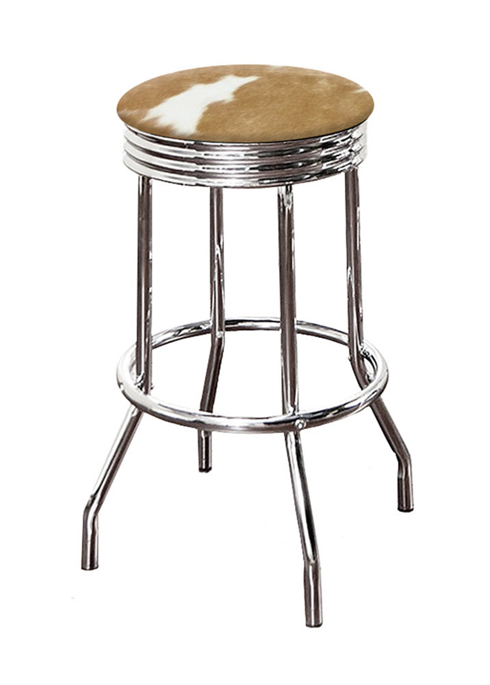 Bar Stool Authentic Cowhide Covered Seat Cushion on a Chrome Etsy