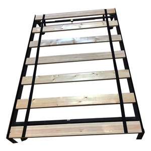 Bed Frame with Slats Set Twin Full Queen Size Metal Bed Frame with Wood Slat Boards - Use With or Without a Box Spring