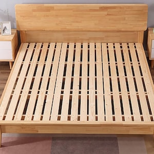 Vertical Bed Slats King Size with Closely Spaced Boards - Use for a Mattress Without a Box Spring - Custom Width with Thick Black Straps