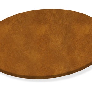 May include: A round, brown, suede-like coaster.