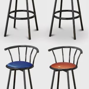 Bar Stools Black Metal Counter height 24" or 29" Glitter Colors Vinyl Cushion 360 Swivel Barstools Chairs w Backrests and Footrest New!