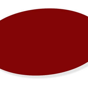 May include: A solid red oval shape with a white drop shadow.