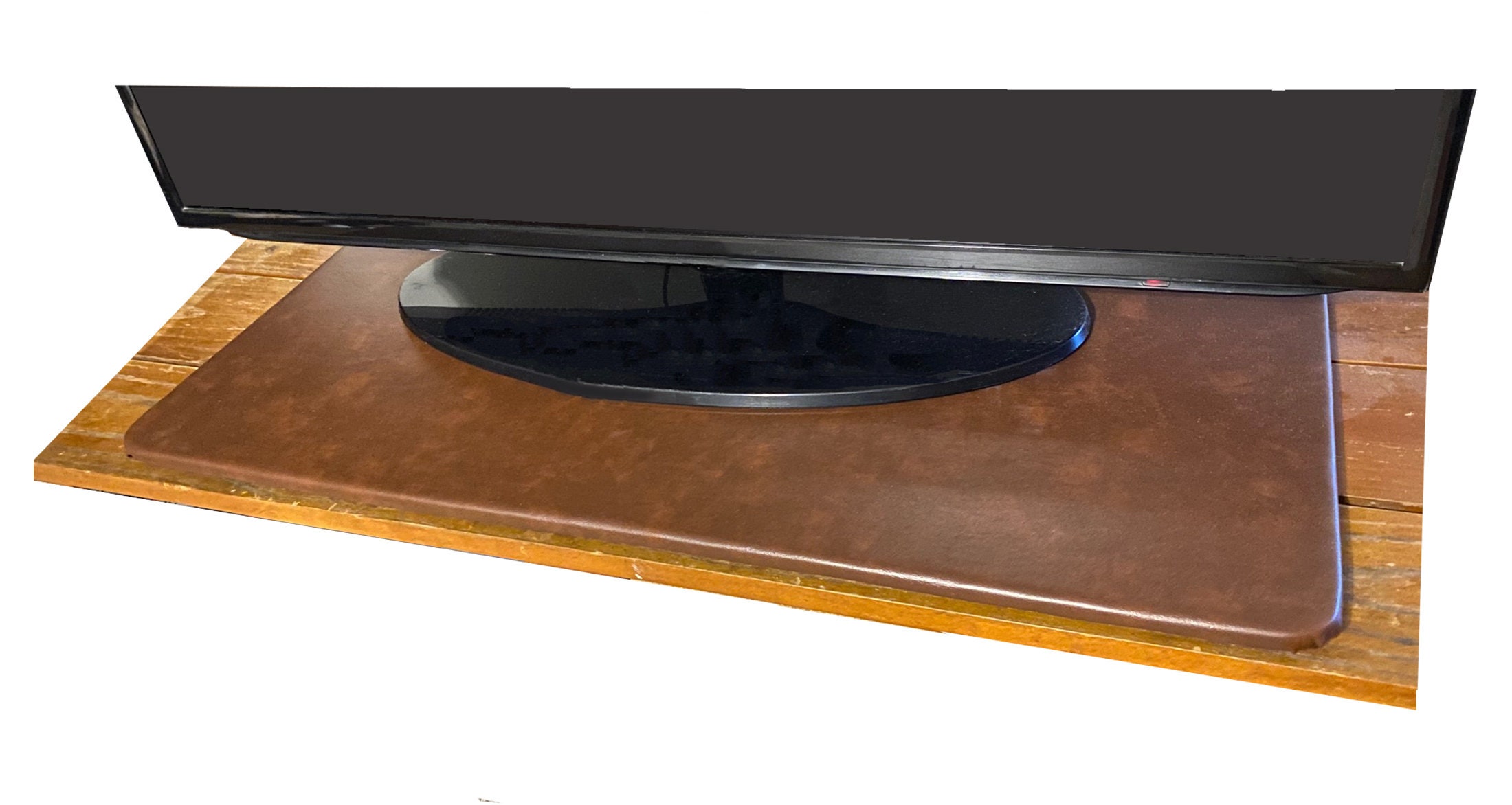 TV Stand Rotating Rectangular Turntable Covered in a Chestnut Etsy
