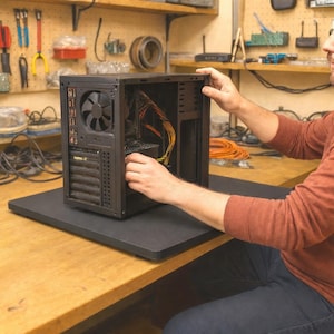 Lazy Susan for Computer Repair Work Station w Non-Conductive Neoprene Cover for Electric Electronic PC Repair-Repair Easier- Square or Round