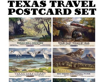 Texas Travel Postcard Set- Six 5 x 7 Postcards