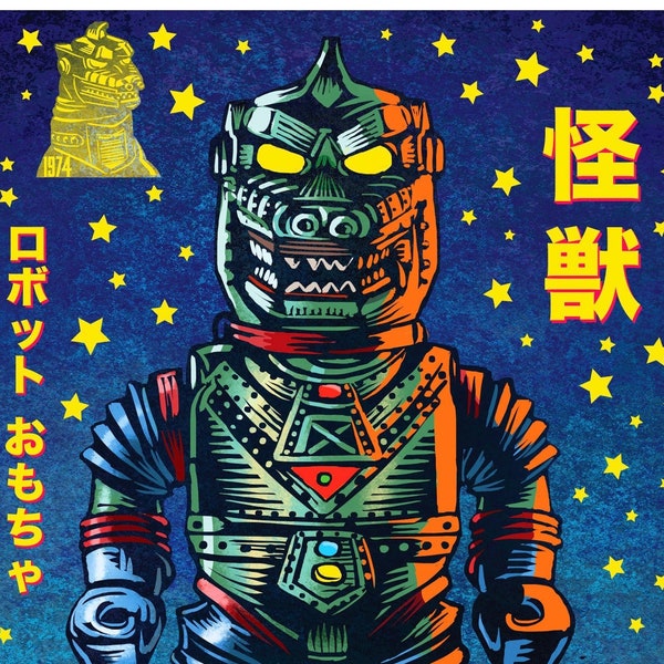 Kaiju Robot Tin Toy 11 x 14 print