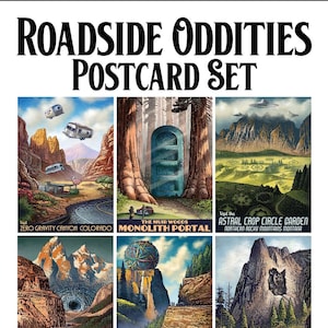 Lot de cartes postales Roadside Oddities - Six cartes postales 5 x 7