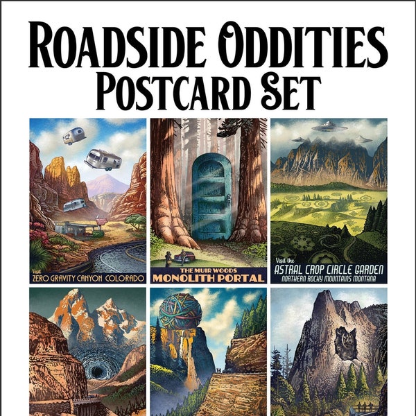 Roadside Oddities Postcard Set- Six 5 x 7 postcards