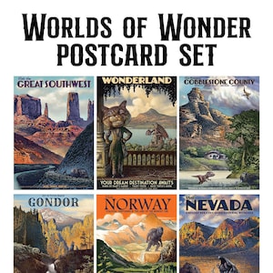 Lot de cartes postales Worlds of Wonder - Six cartes postales 5 x 7