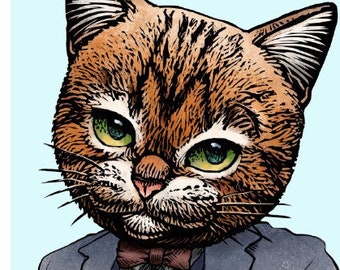 Truman Catpote- 8" x 10"Author Truman Capote Portrait as a Cat
