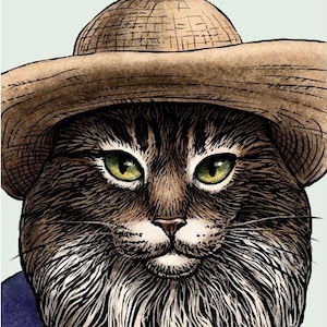 Clawed Monet- 8&quot; x 10&quot; Portrait of Artist Claude Monet as a Cat